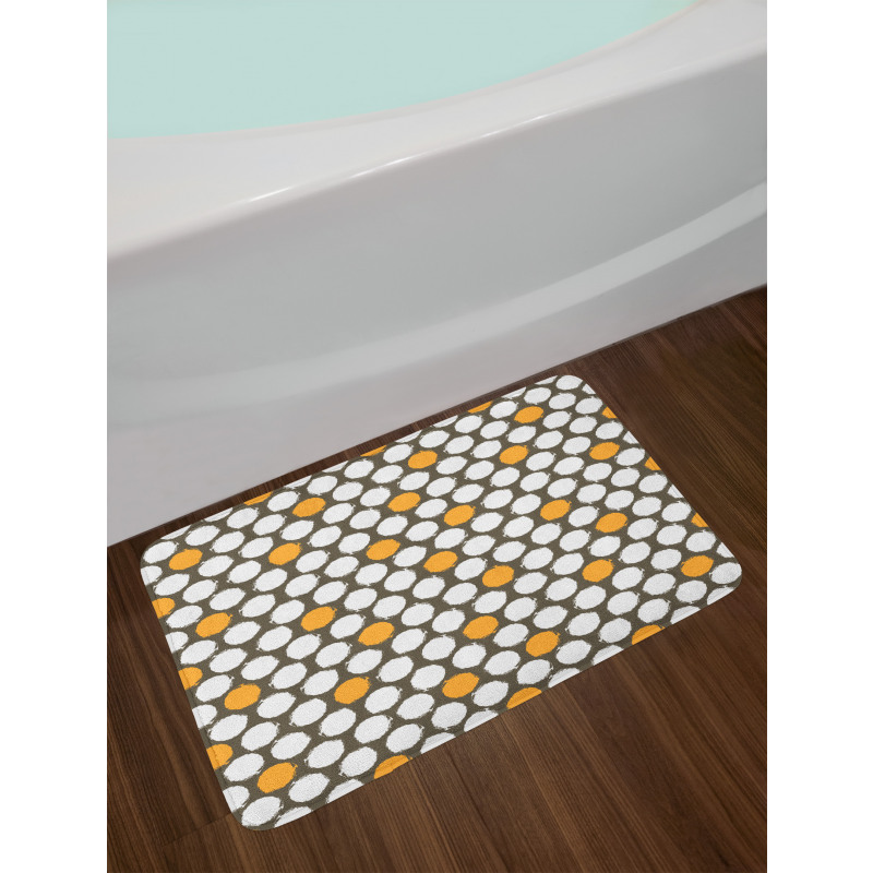 Bicolor Grunge Style Dots Bath Mat