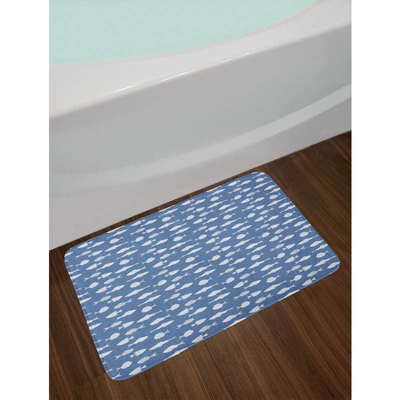 White Silhouette Fish Bath Mat