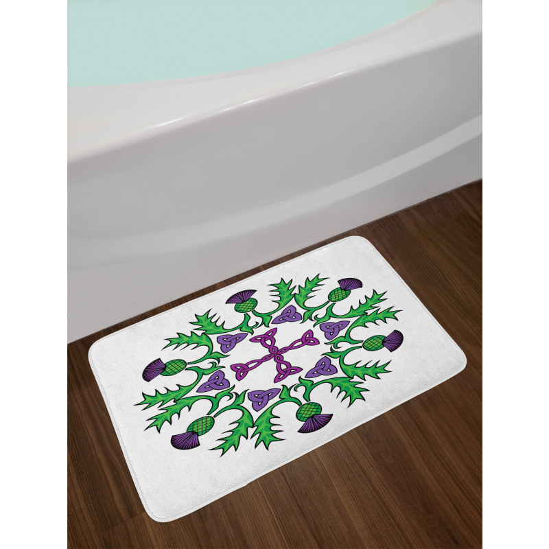 Abstract Thistle Wreath Bath Mat