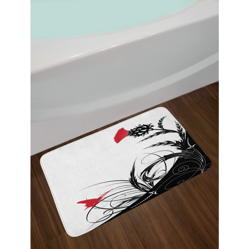 Floral Butterfly Motif Bath Mat