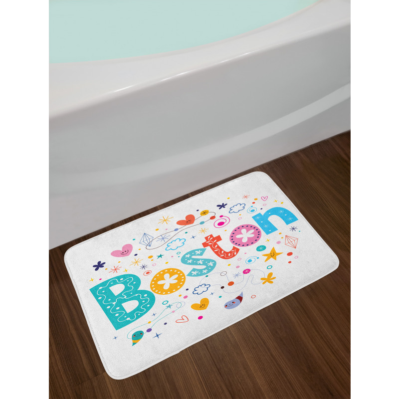 Doodle Hand Drawn Bath Mat