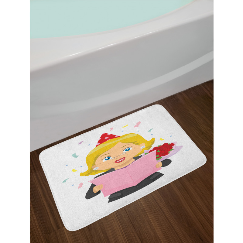 Woman Reading Note Bath Mat