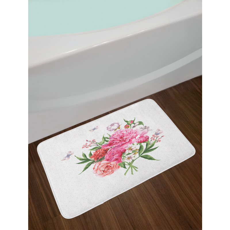 Vintage Bouquet of Flowers Bath Mat