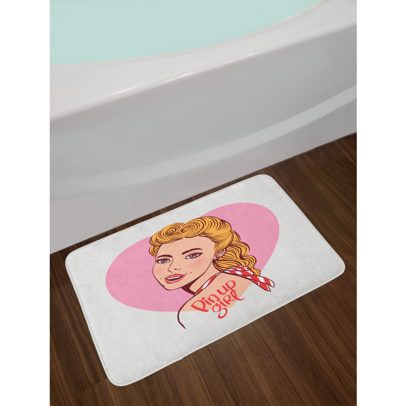 Smiling Blonde Girl Bath Mat