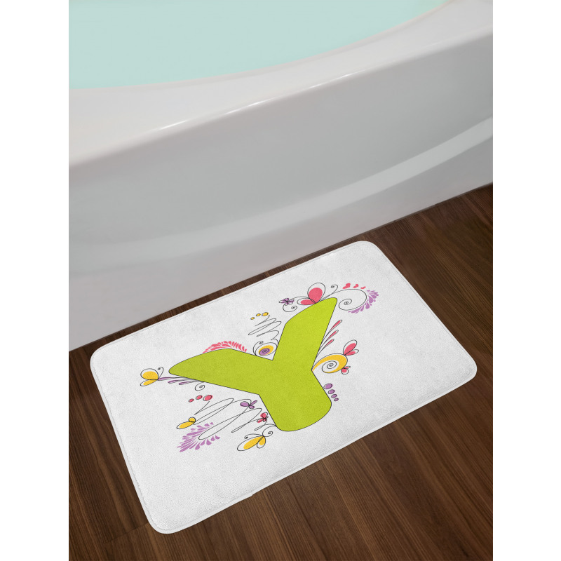 Colored Doodle Initial Bath Mat