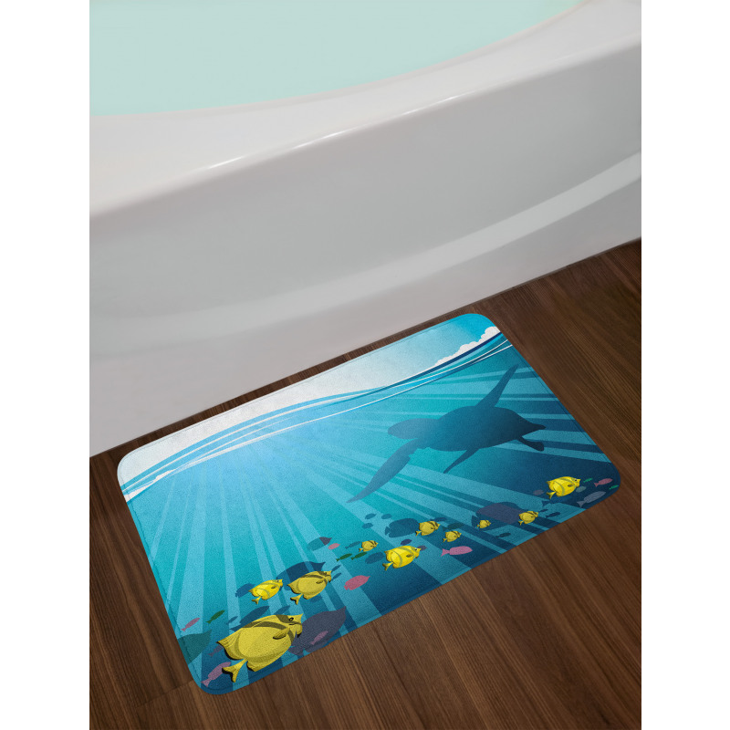 Fish in the Wavy Ocean Bath Mat