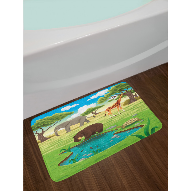 Jungle Bear Giraffe Bath Mat