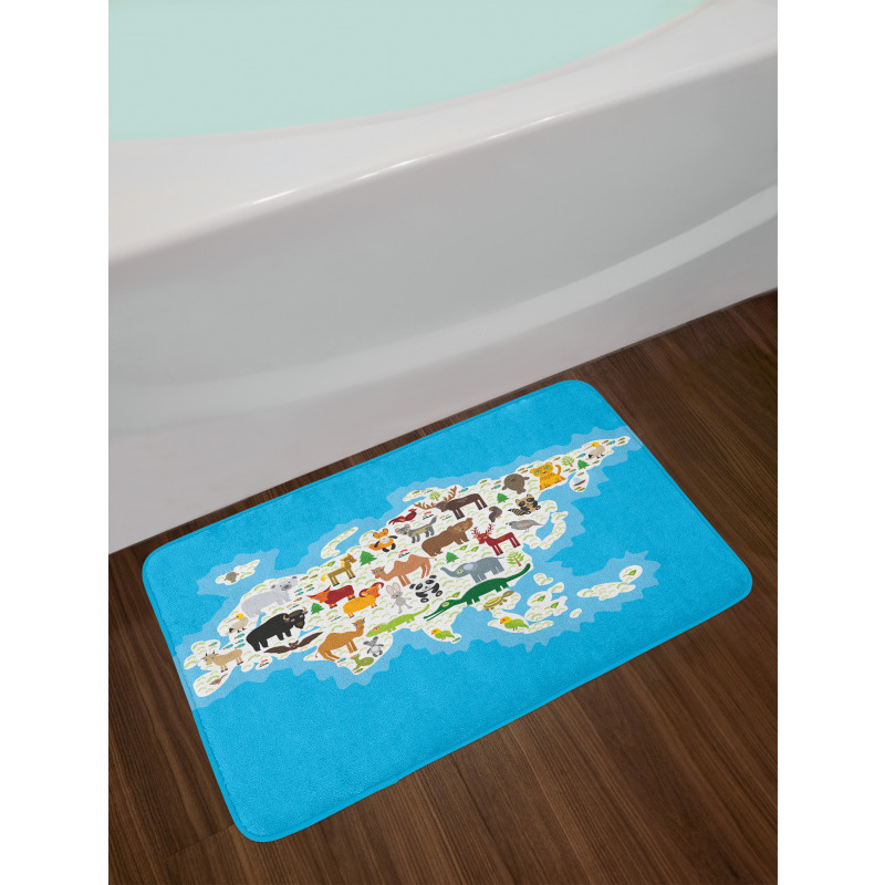 Eurasian Fauna Bear Fox Bath Mat