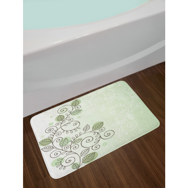 Swirling Vines Leaves Bath Mat