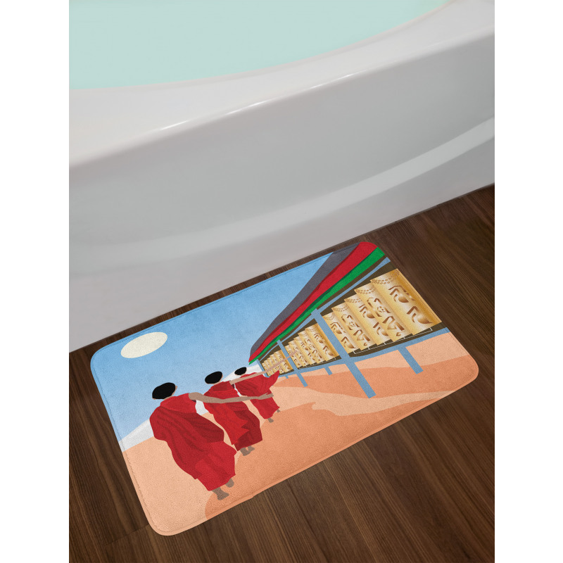 Ancient Men on Wheels Motif Bath Mat