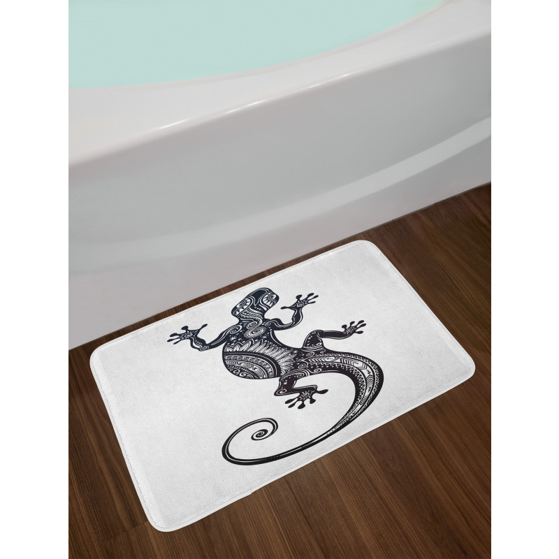 Flower Chevron Lizards Bath Mat