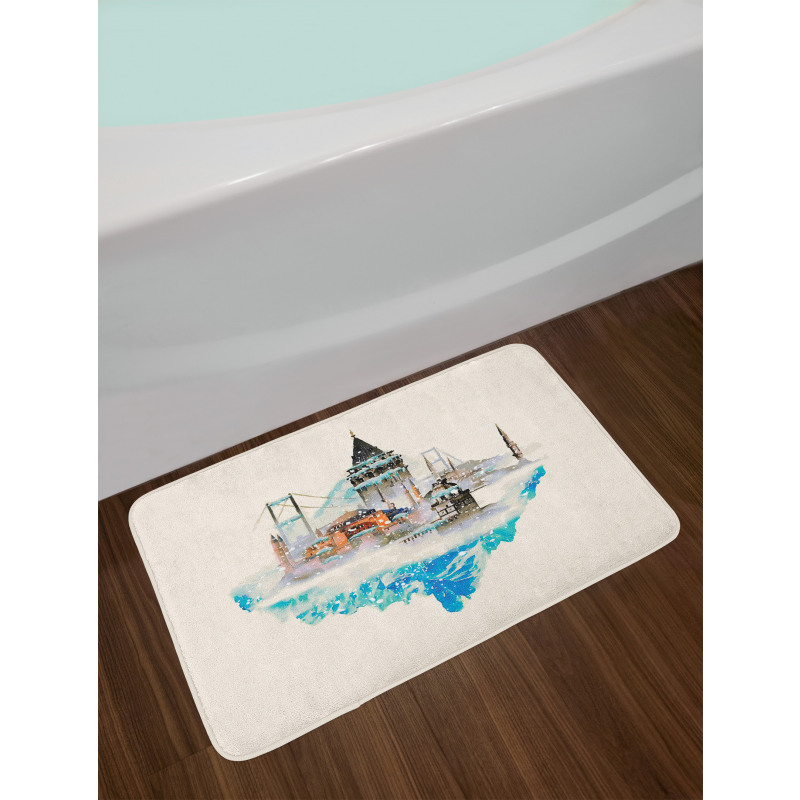 Watercolor Winter Art Bath Mat