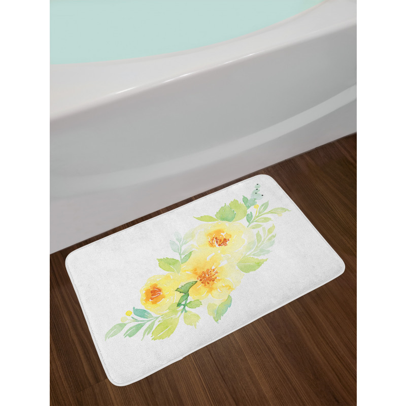 Watercolor Nature Flower Bath Mat