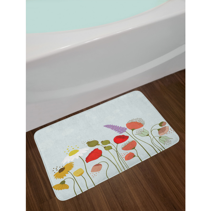 Daisy and Peony Pattern Bath Mat