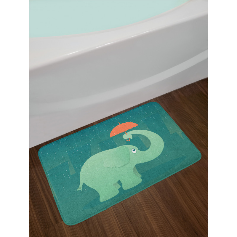 Elephant Holding Umbrella Bath Mat