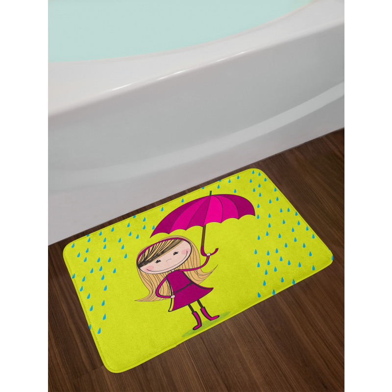 Little Girl Under Raindrop Bath Mat