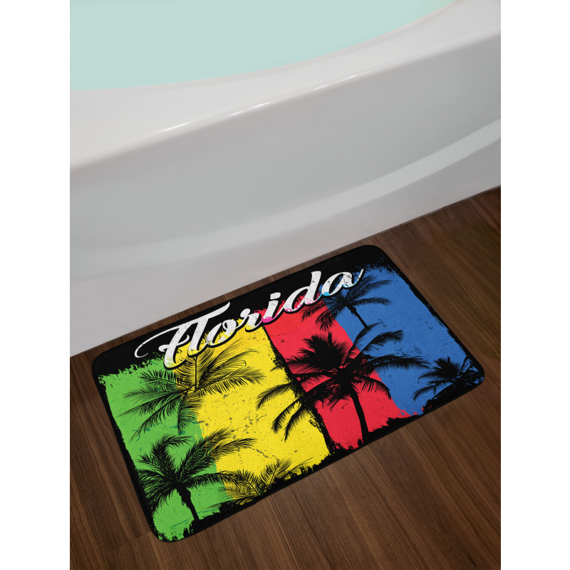 Grunge Palms Colorful Bath Mat