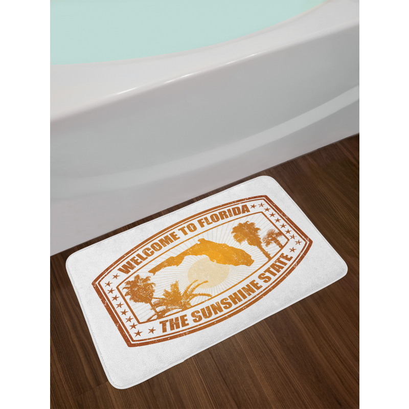 Orange Travel Stamp Bath Mat