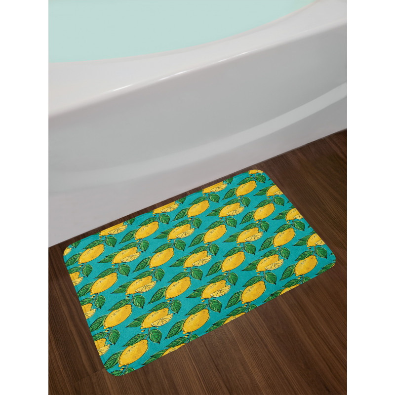 Hand Drawn Style Lemons Bath Mat