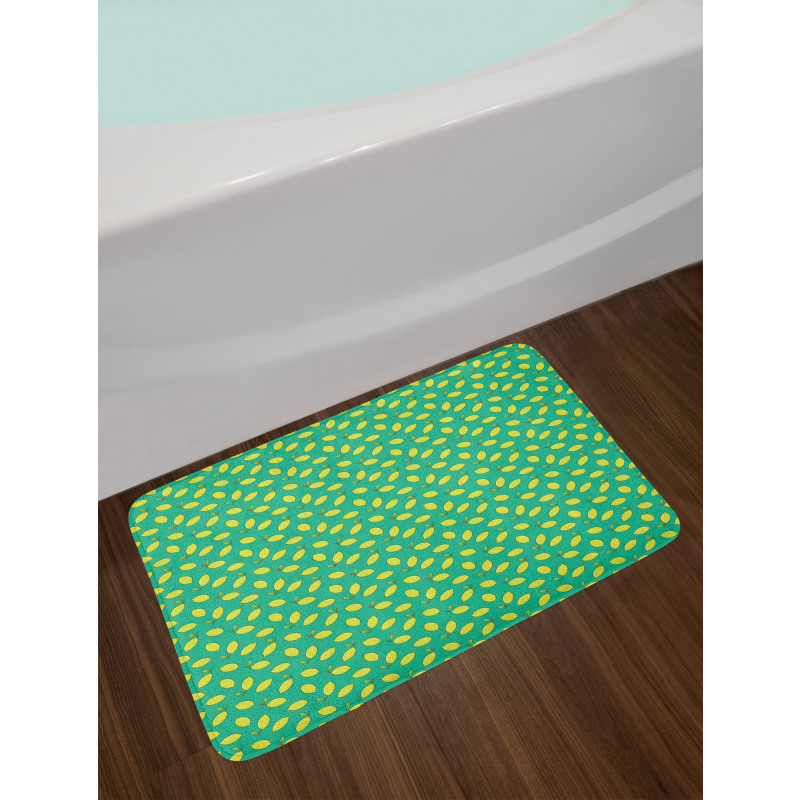 Yellow Lemon with Leaf Bath Mat