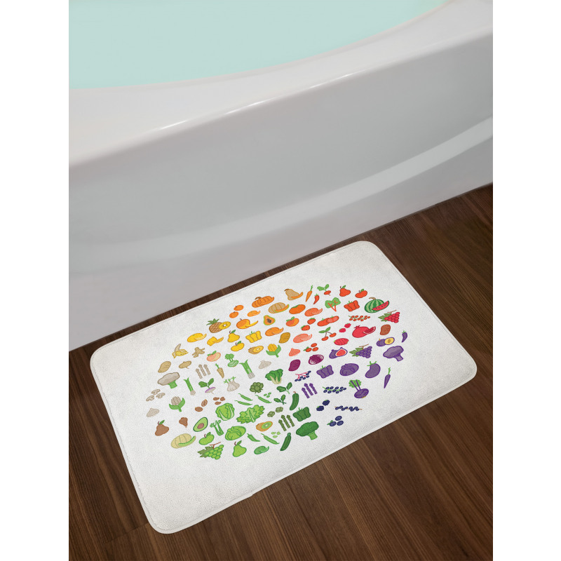 Colorful Food Circle Bath Mat