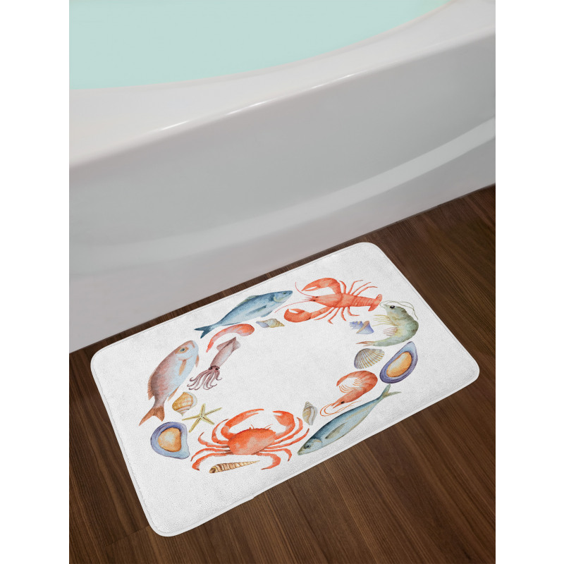 Aquarelle Tasty Seafood Bath Mat