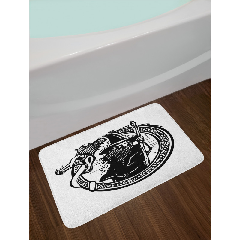 Mage in Dragon Circle Bath Mat