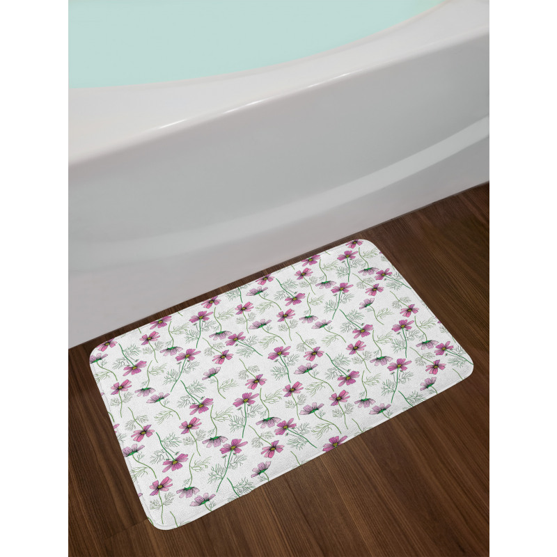 Cosmos Flowers in Pink Bath Mat