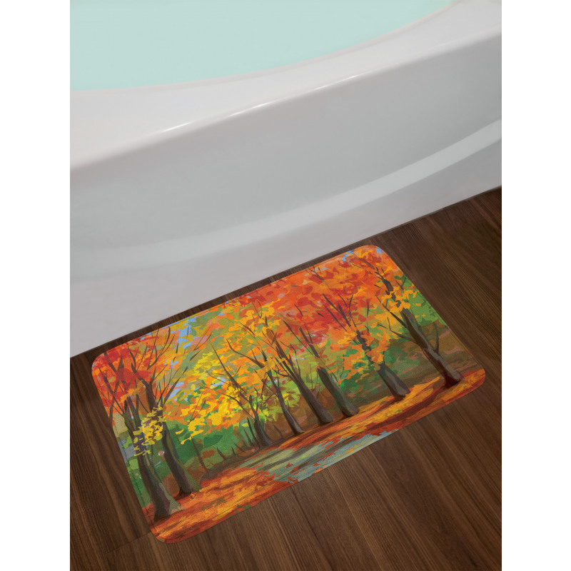 North Woods with Leaves Bath Mat