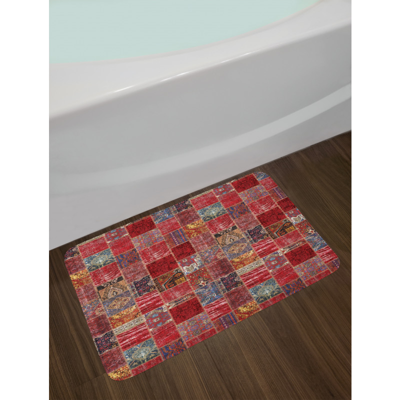 Ethnic Ornamental Squares Bath Mat