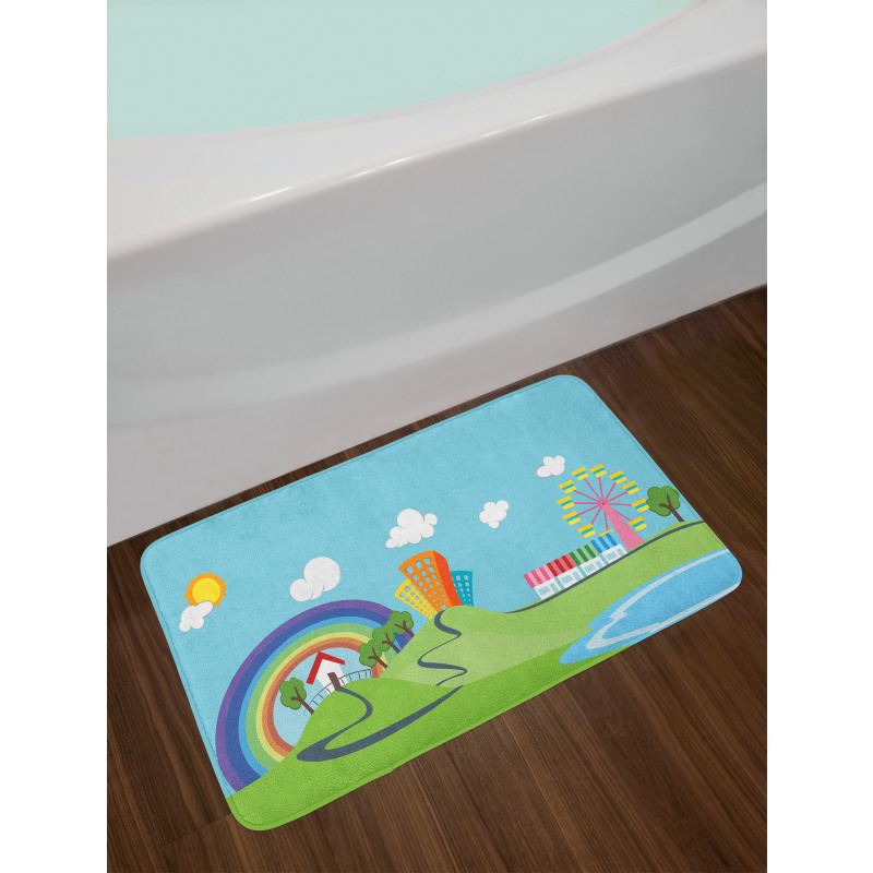 Cartoon Village Bath Mat