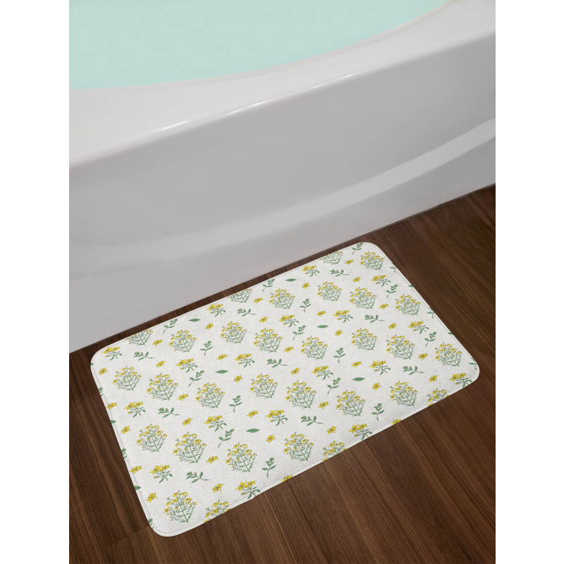 Medical Herbs Flowers Bath Mat