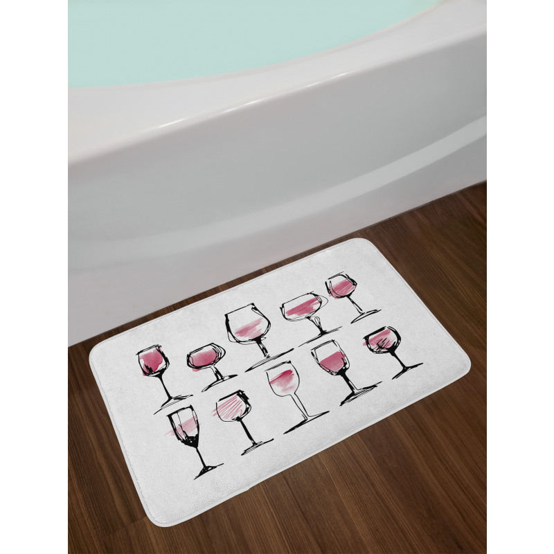 Sketch Wine Glasses Bath Mat