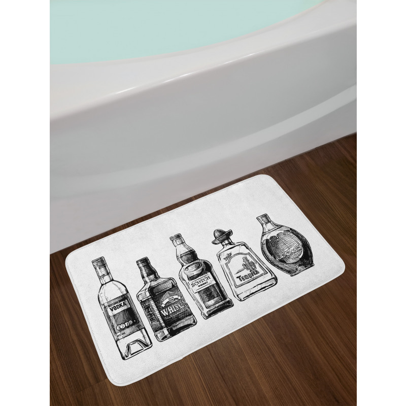 Ink Drawing Beverages Bath Mat