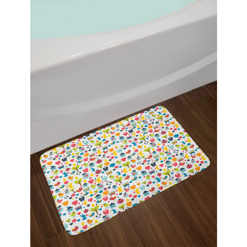 Cartoon Elements Birds Bath Mat