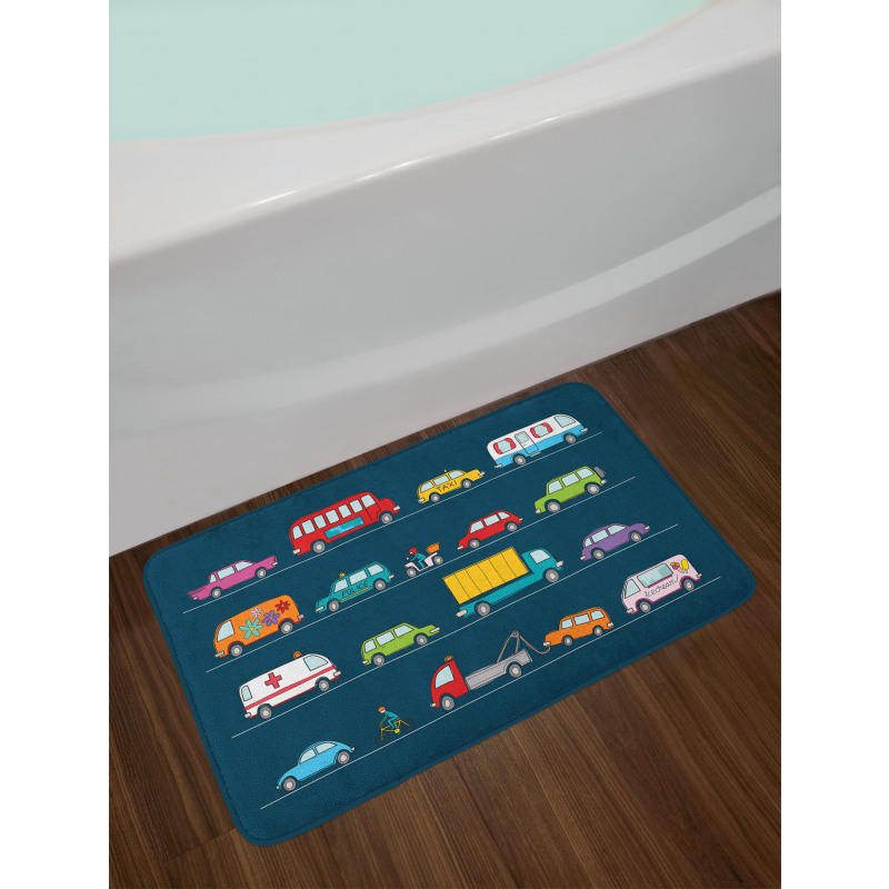 Trucks Van Bikes Bath Mat