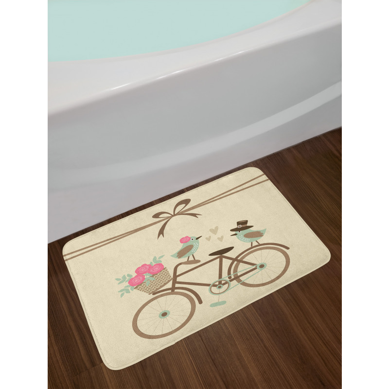 Romantic Bird Couple Bath Mat