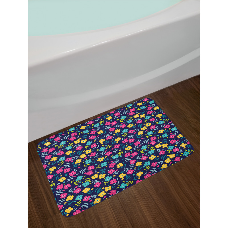 Colorful Summer Blossoms Bath Mat