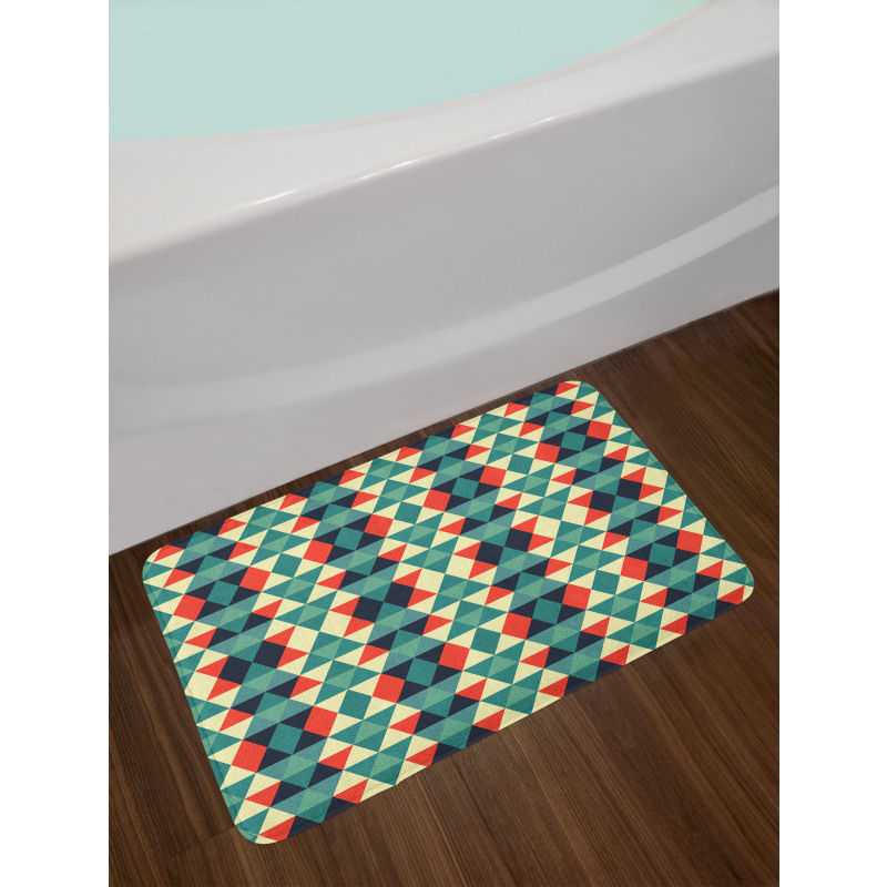 Colorful Grid Retro Style Bath Mat