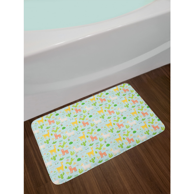 Camels Cactus Tribal Style Bath Mat