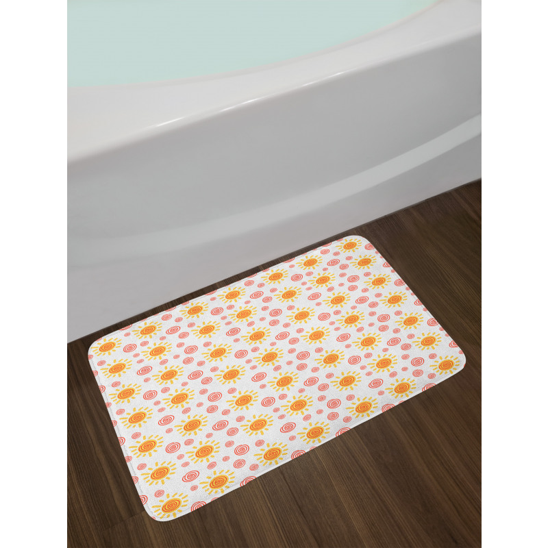 Hand-drawn Cartoon Sun Motifs Bath Mat