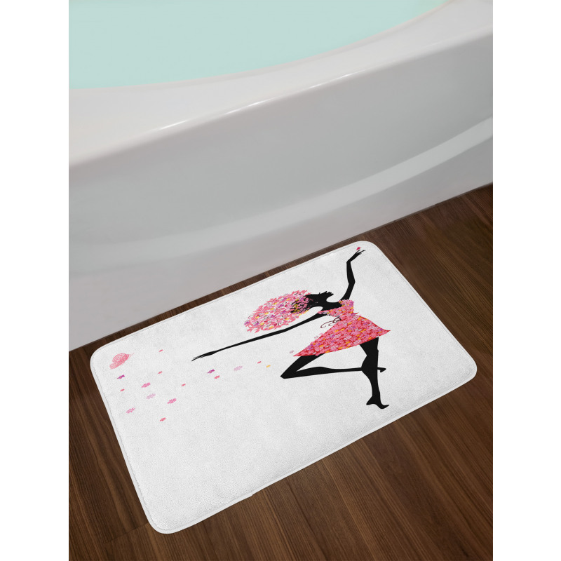 Floral Woman Dancing Bath Mat