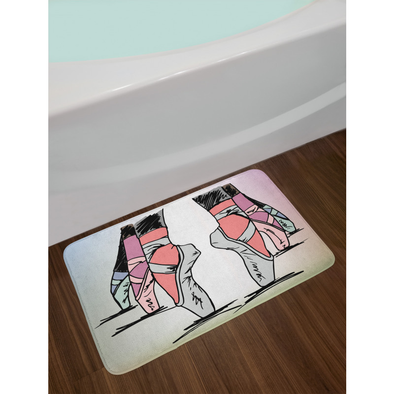 Ballerina Feet Sketch Art Bath Mat