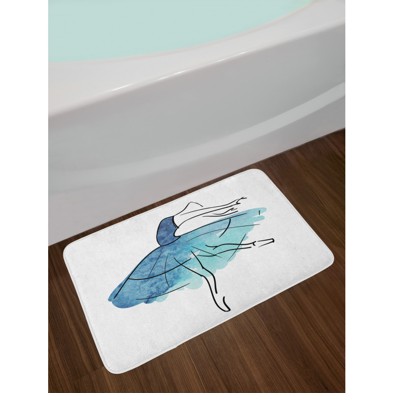 Watercolor Tutu Blue Tones Bath Mat