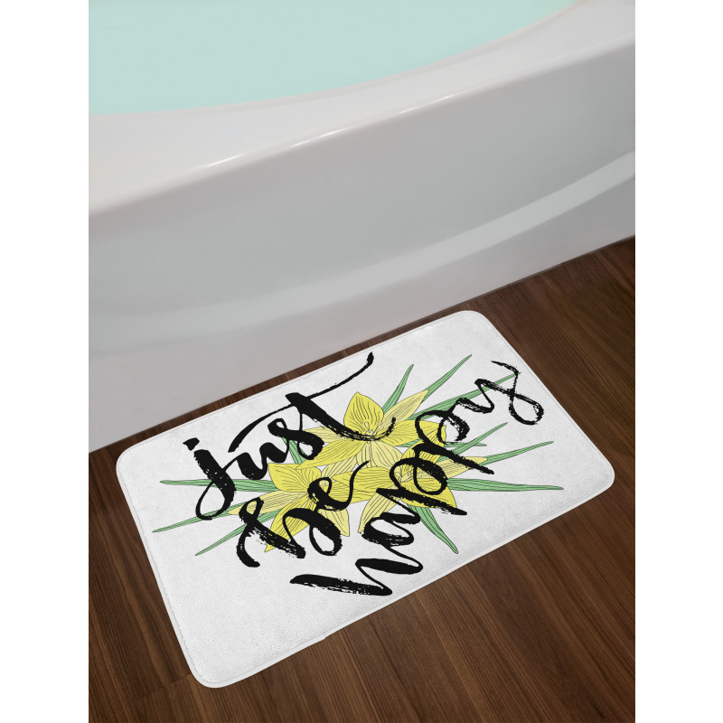 Yellow Blossoms Leaves Bath Mat