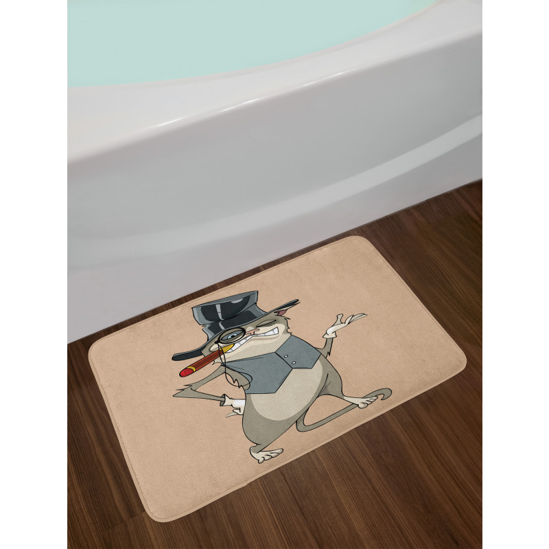 Funny Gentleman Cat Monocle Bath Mat