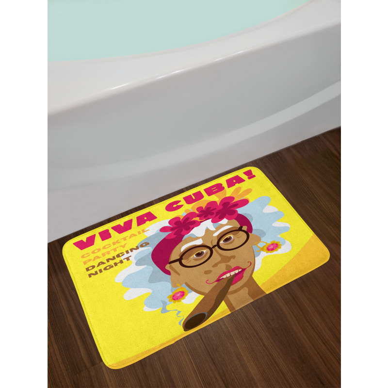 Cuban Woman Caricature Art Bath Mat