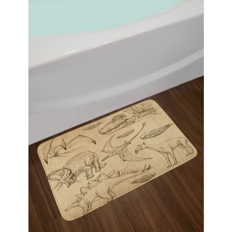Vintage Sketch Animals Bath Mat