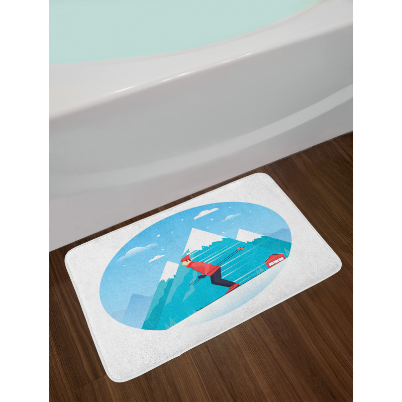 Man Skiing on a Snowy Hill Bath Mat