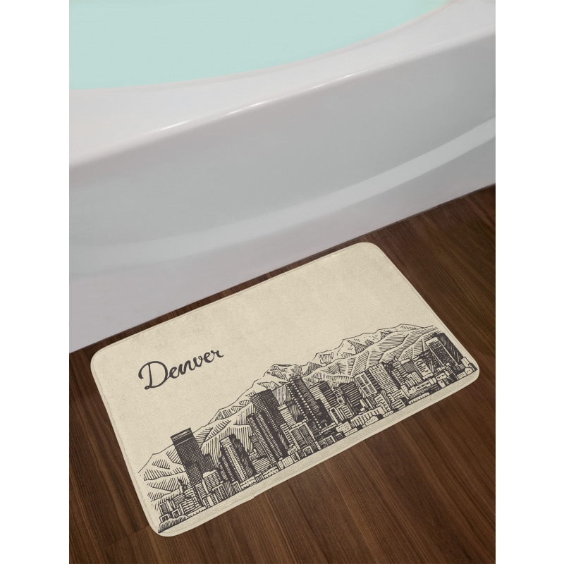 Denver City Skyline Sketch Bath Mat